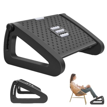 Podnóżek pod stopy z platformami na nogi, masażer czarny 42x31x19cm PREMIUM