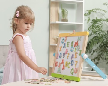 MAGNESY DREWNIANY ZESTAW NAUKA EDU MAGNETYCZNYCH LITERKI I CYFERKI VIGA