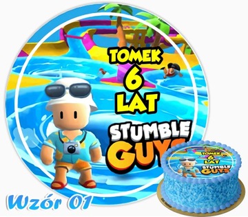 Opłatek na tort STUMBLE GUYS Z IMIENIEM I WIEKIEM
