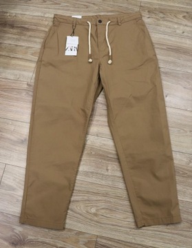 Chinosy ZARA Tapered 44 brązowe wiązane J188