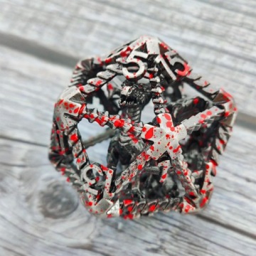 KRWAWY SMOK WYKLĘTY W KOŚCI ZAMKNIĘTY METALOWA KOŚĆ K20 RPG