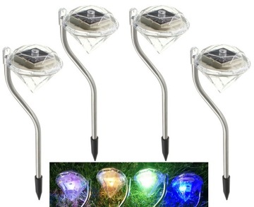 4x SOLAR DIAMOND LED COLD + садовая лампа RGB