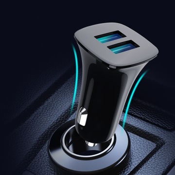 Быстрое автомобильное зарядное устройство 2.1А 2x USB + Lightning кабель L-brno