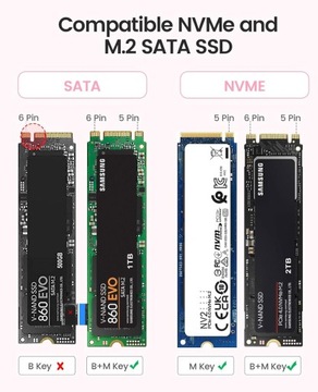 Адаптер корпуса ORICO M.2 NVMe SATA SSD, алюминий, без инструментов, USB C