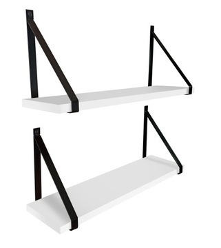 PÓŁKA ŚCIENNA WISZĄCA TYPU LOFT GINO - INDUSTRIALNA 55 CM BIAŁE