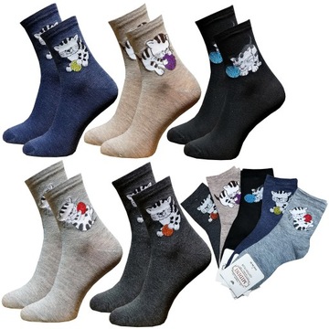 5 x BAWEŁNIANE KOLOROWE DAMSKIE SKARPETY mix 39-41