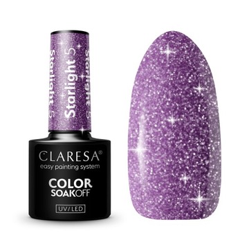 Claresa Lakier Hybrydowy do Paznokci UV LED Błyszczący Brokat STARLIGHT 5