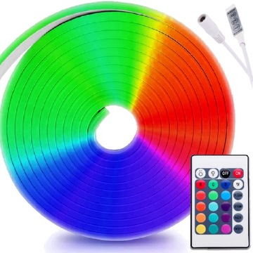 TAŚMA LED RGB SMD NEON 12V PASEK 5M KOLOROWA ROLKA WODOODPORNA MOCNA PILOT