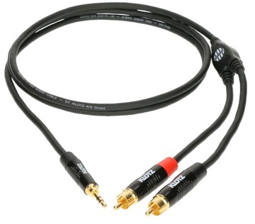 KLOTZ PROFESJONALNY KABEL PRZEWÓD MINI JACK 3,5mm - 2x RCA CINCH 3m
