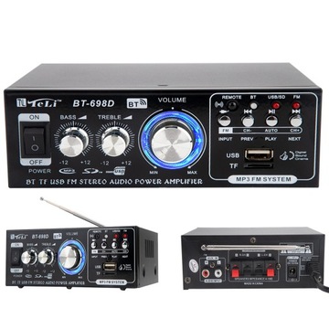 AMPLITUNER 2 KANAŁOWY WZMACNIACZ MOCY CYFROWE STEREO HIFI RADIO FM MP3 360W