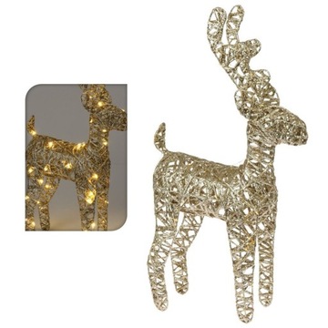 Светящееся декоративное рождественское украшение в виде северного оленя золотое Рождество 45 см