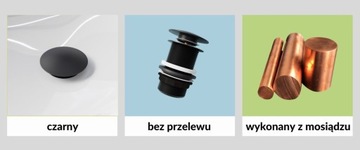 Сифон для умывальника, пробка клик-клак, черная латунь, большой, без перелива БП