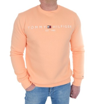 BLUZA TOMMY HILFIGER MĘSKA DUŻE LOGO KLASYCZNA BRZOSKWINIOWA S