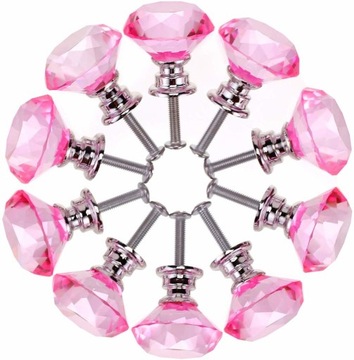 GAŁKA MEBLOWA KRYSZTAŁOWA GAŁKA KRYSZTAŁ 30mm Różowa
