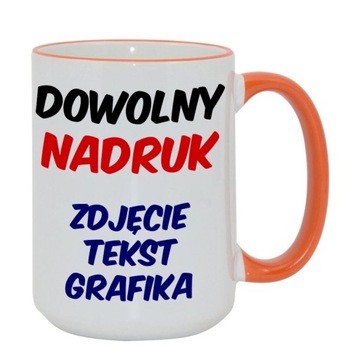 KUBEK XXL Z TWOIM NADRUKIEM - POMARAŃCZOWE USZKO
