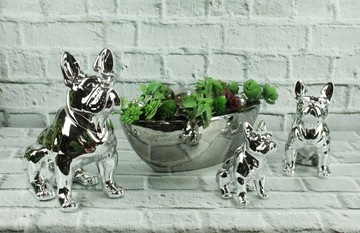 Керамическая фигурка черного бульдога H32