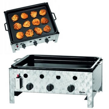 DUŻA PATELNIA GAZOWA GRILL 70x54 728g/h EMALIOWANA