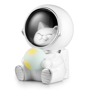СВЕТОДИОДНЫЙ НОЧНИК КОТ АСТРОНАВТ - Подарок ребенку - ТЕПЛЫЙ СВЕТ