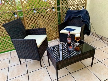 meble ogrodowe z TECHNORATTANU RATTAN ZESTAW STOL FOTELE KRZESLA DO OGRODU