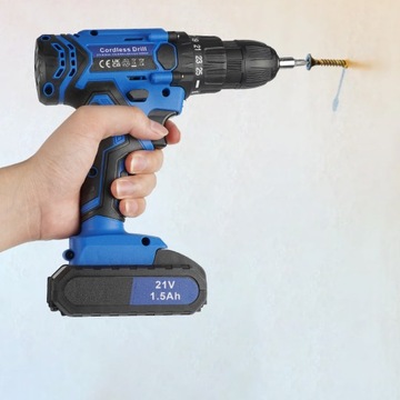 WIERTARKO AKUMULATOROWA WKRĘTARKA 21V + 2 AKU + ZESTAW WIERTEŁ