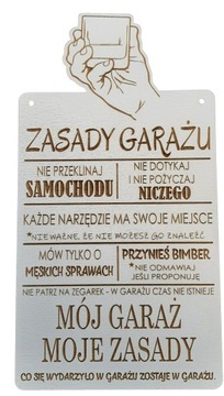 TABLICA DREWNIANA ZASADY GARAŻU