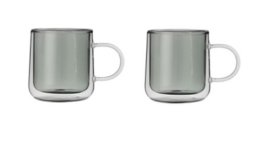 Szklanki termiczne z uchem 250 ml SZARY 2szt