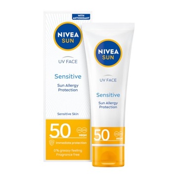 NIVEA SUN SENSITIVE Krem ochronny do twarzy przeciwsłoneczny SPF50 50ml