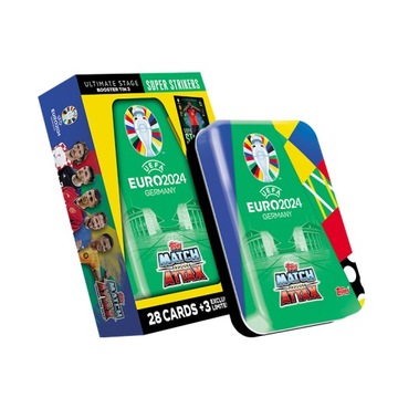 ФУТБОЛЬНЫЕ КАРТОЧКИ CAN OF MINI EURO 2024 TOPPS MATCH ATTAX 28 КАРТ +3 LIMITED