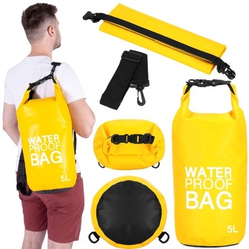 WOREK WODOODPORNY WODOSZCZELNY TORBA wodoszczelna NA KAJAK 5L PLECAK BAG