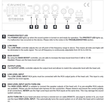 Активный сабвуфер Crunch GTI800A, 20 см, 200 Вт, среднеквадратичный мягкий бас, Hi-вход