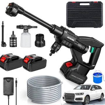 MOCNA MYJKA CIŚNIENIOWA AKUMULATOROWA BEZPRZEWODOWA 21V 500W 100BAR + 2 AKU