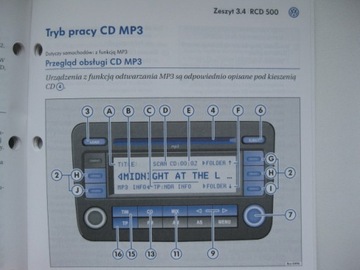 Руководство по магнитоле VW RCD 500 VW Passat B6 Golf V PL