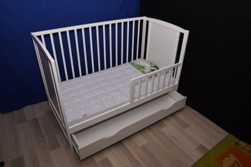 БАЙКА ДЕТСКАЯ КРОВАТЬ, БЕЛАЯ С ЯЩИКОМ + РЕЙКА