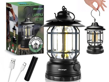 AKUMULATORA LAMPKA LED RETRO OGRODOWA NA TARAS BALKON DO POWIESZENIA