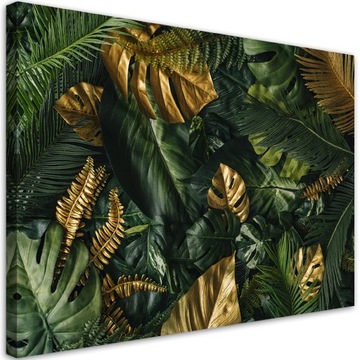 OBRAZ NA PŁÓTNIE Monstera złote liście 100x70