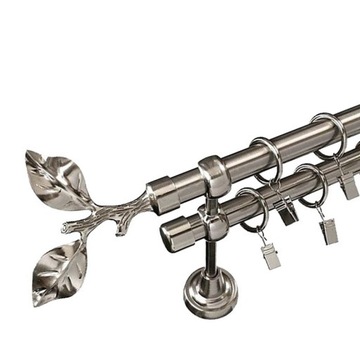 Karnisz srebrny PODWÓJNY 19+19 mm 100 cm krótki