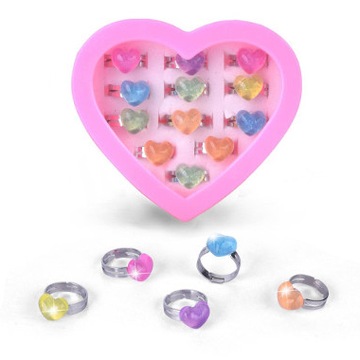 КОЛЬЦА СЕРДЦЕ ДЛЯ ДЕВОЧЕК, НАБОР 12 ШТ.
