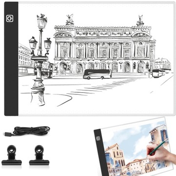 PODŚWIETLANY STÓŁ A4 PŁYTA KREŚLARSKA LED DO AKCESORIÓW DO MALOWANIA USB