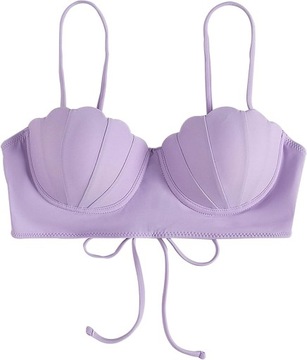 Góra bikini z paskami i muszlą, topy kąpielowe push-up, topy kąpielowe
