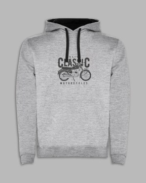 BLUZA Z KAPTUREM - motor prl motocykl WSK Szary XL