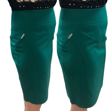 SPÓDNICA OŁÓWKOWA Z PODSZEWKĄ ZIELONA R.48