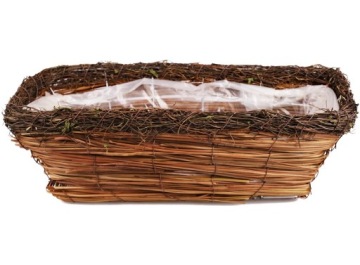 KOSZ KWIETNIK MISA PLECIONA SKRZYNKA NA KWIATY ROŚLINY NATURAL - 41x17,5cm