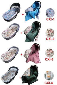 вставка с подушкой + одеяло с капюшоном, хлопок минки