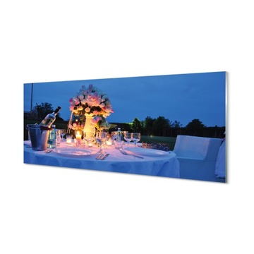 Ścienny panel Kolacja róże wino tulipany 125x50 cm