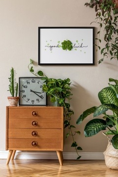 Картина с мхом Надпись клевер удачи 60х40