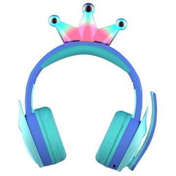 Bezprzewodowy zestaw słuchawkowy Bluetooth Crown Kid, montowany na głowie, składany, w kolorze niebieskim