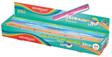 LINIJKA Z UCHWYTEM KEYROAD SOFT GRIP 30CM MIX