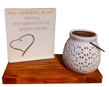 Znicz latarenka solarna + podstawka grawer