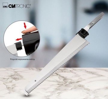 NÓŻ ELEKTRYCZNY DO KROJENIA CHLEBA KEBABA GYROSA INOX ZE STALI CLATRONIC