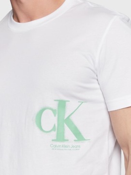 Calvin Klein Jeans T-Shirt Biały Regular Fit męski BIAŁY r. L jak M